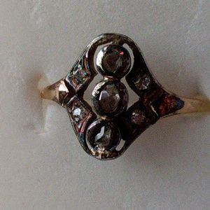 Victorian Era Rose Faceted Natural Diamond Ring